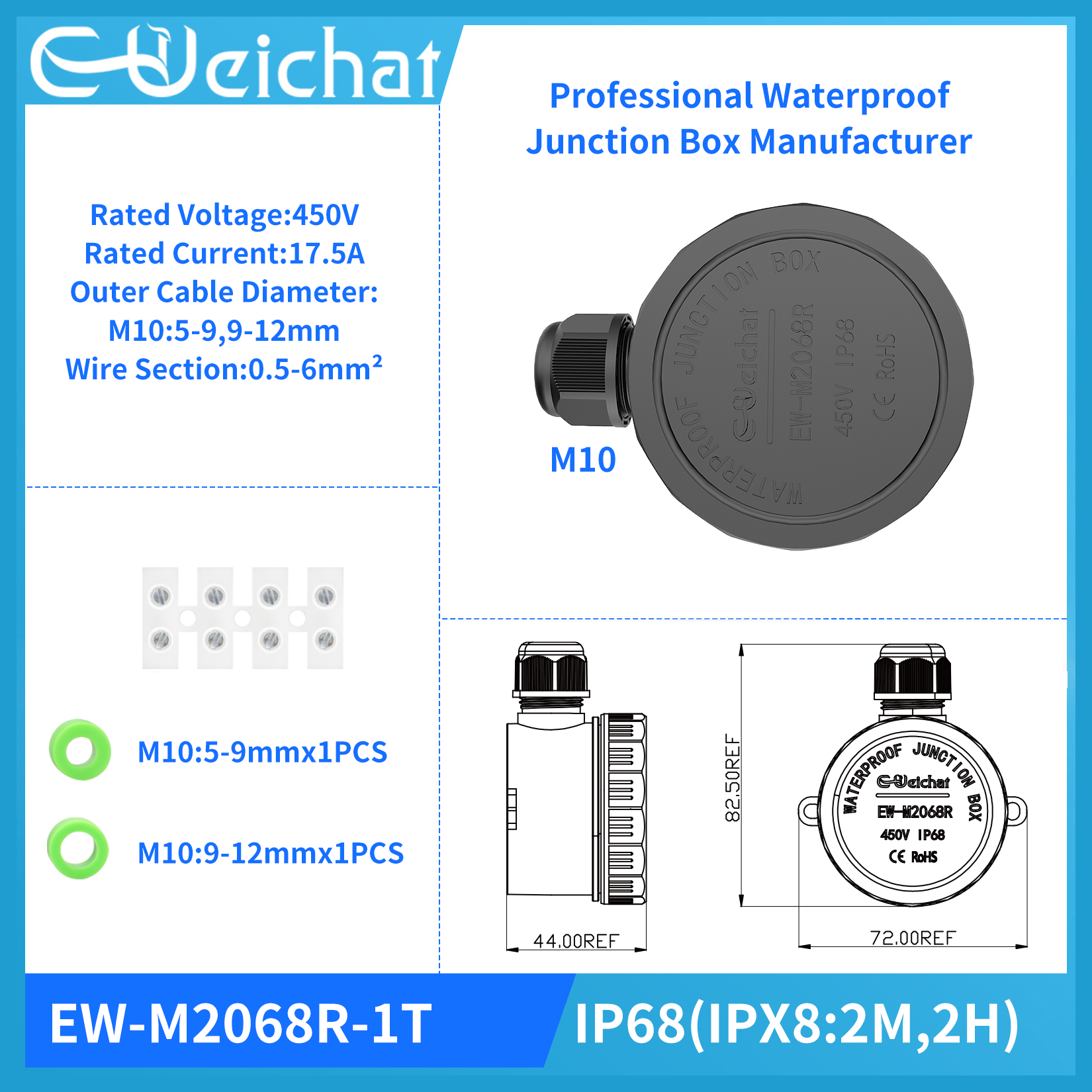 EW-M2068 IP68 Waterproof Junct - Cable Gland Waterproof avaliação e preço
